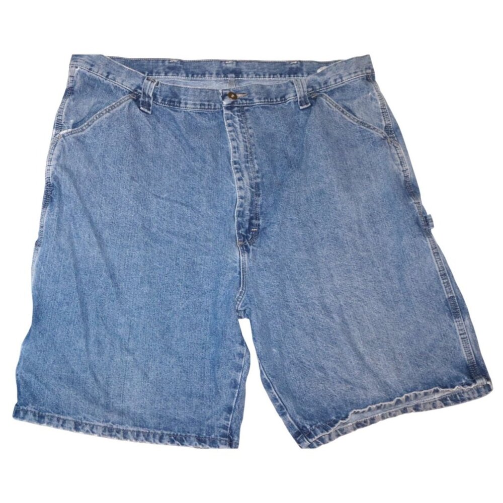 Wrangler Mens Carpenter Denim Shorts Size 42 Light Wash Y2K Workwear Dadcore